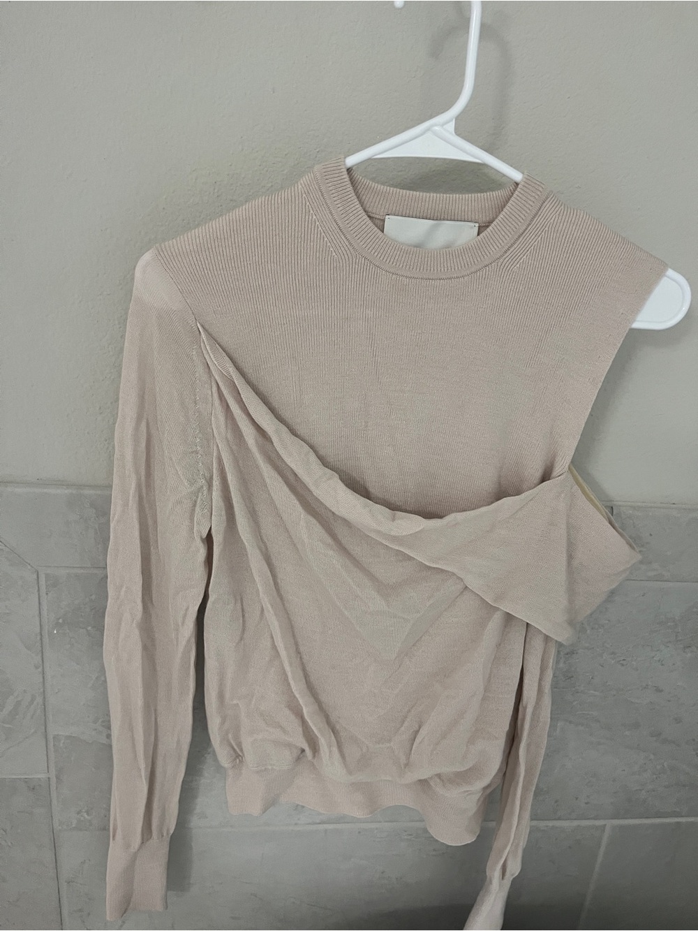 Women's Asymmetric One-Shoulder Knit Top - pink